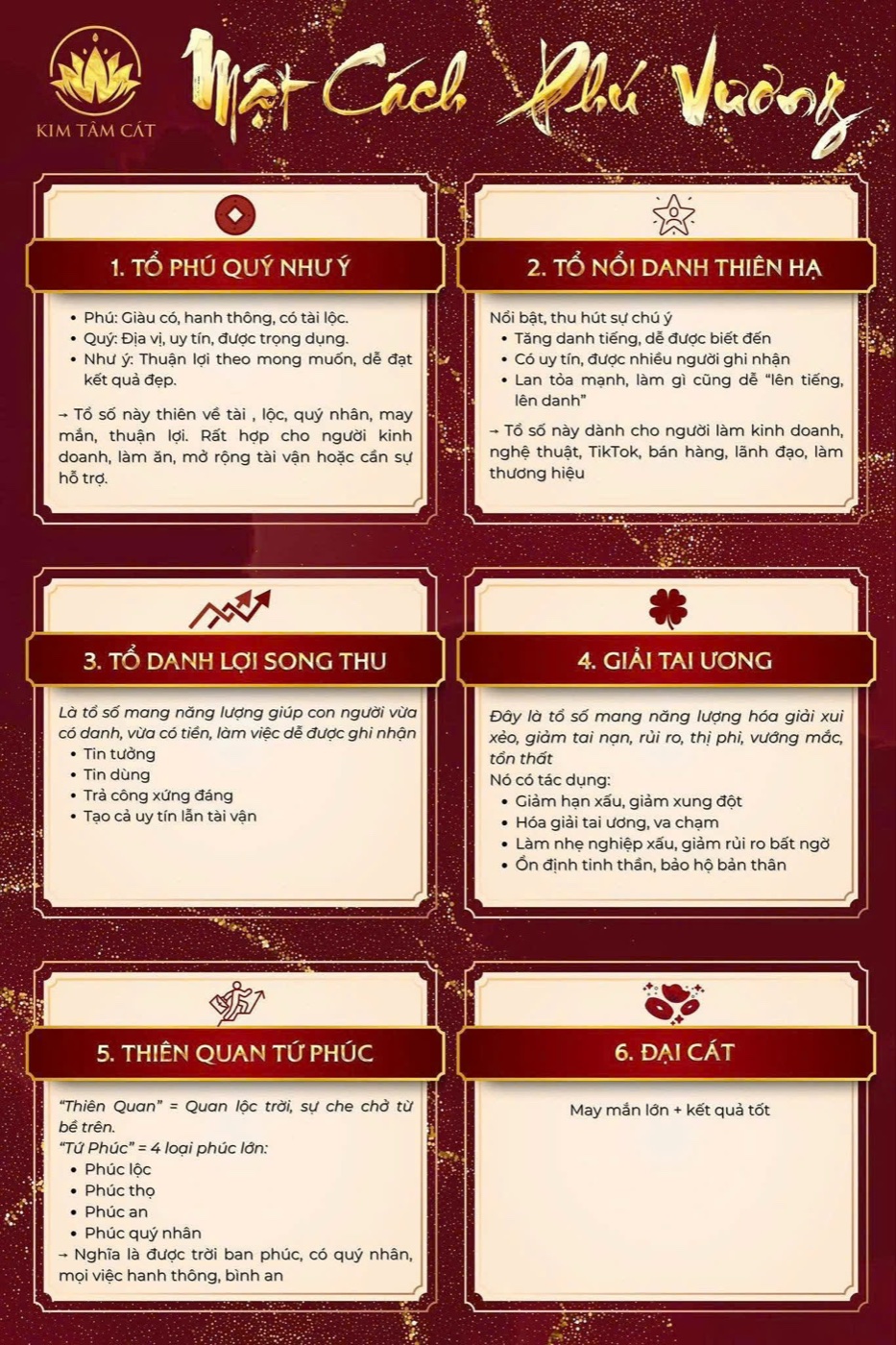 Mật Cách Phú Vương — 6 Tổ Số